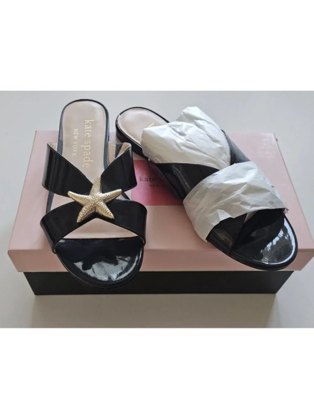 Kate Spade 10 New York Under the Sea starfish slide sandals Blazer Blue